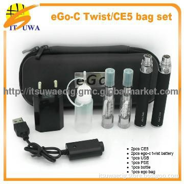 high quality 3.2v--4.2v e-cig ego twist voltage battery ego bag kits